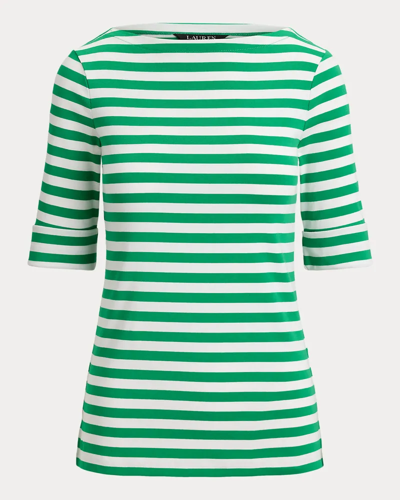 Ralph Lauren Baumwoll-T-Shirt mit U-Boot-Ausschnitt Green