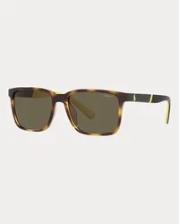 Ralph Lauren Gerillte Color-Block-Sonnenbrille Brown