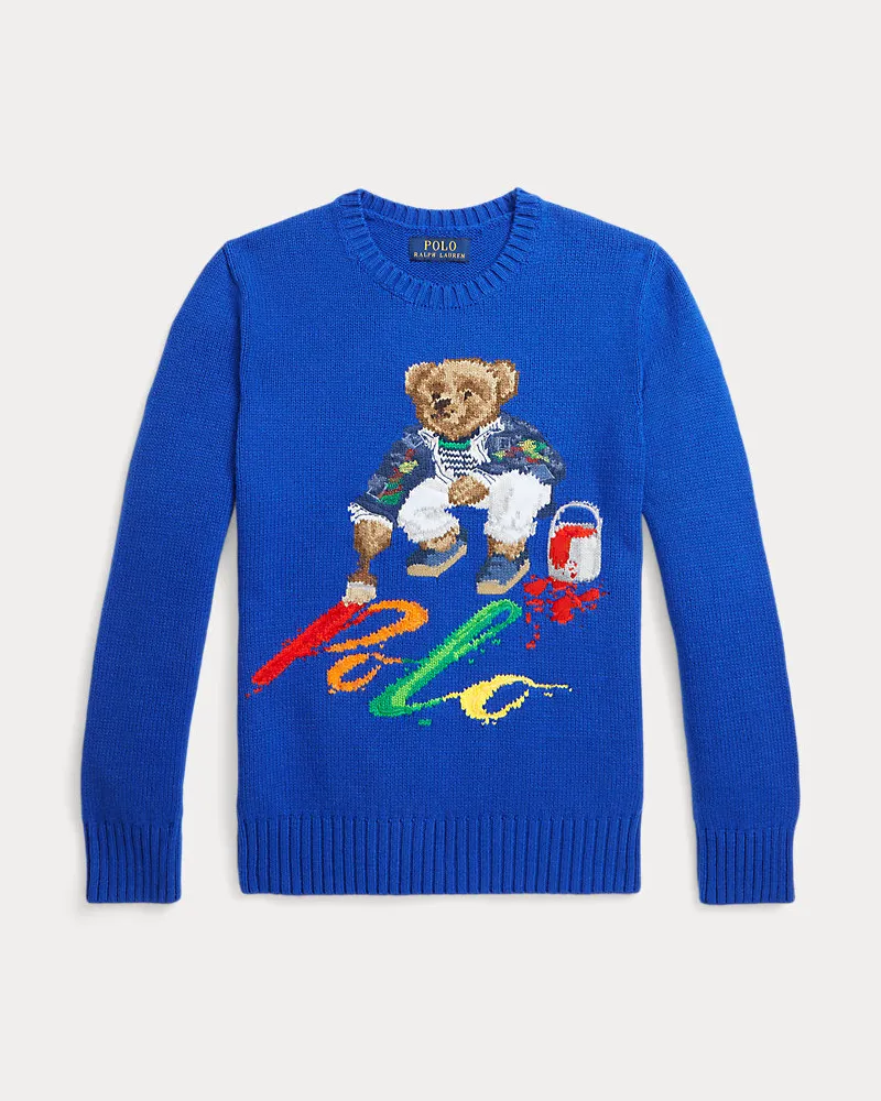 Ralph Lauren Baumwollpullover mit Polo Bear Blue