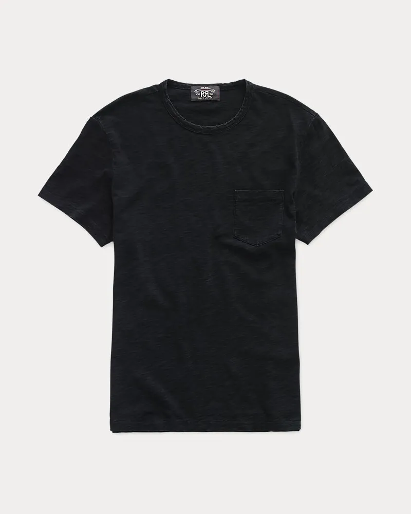 Ralph Lauren Indigoblaues Jersey-T-Shirt mit Tasche Black