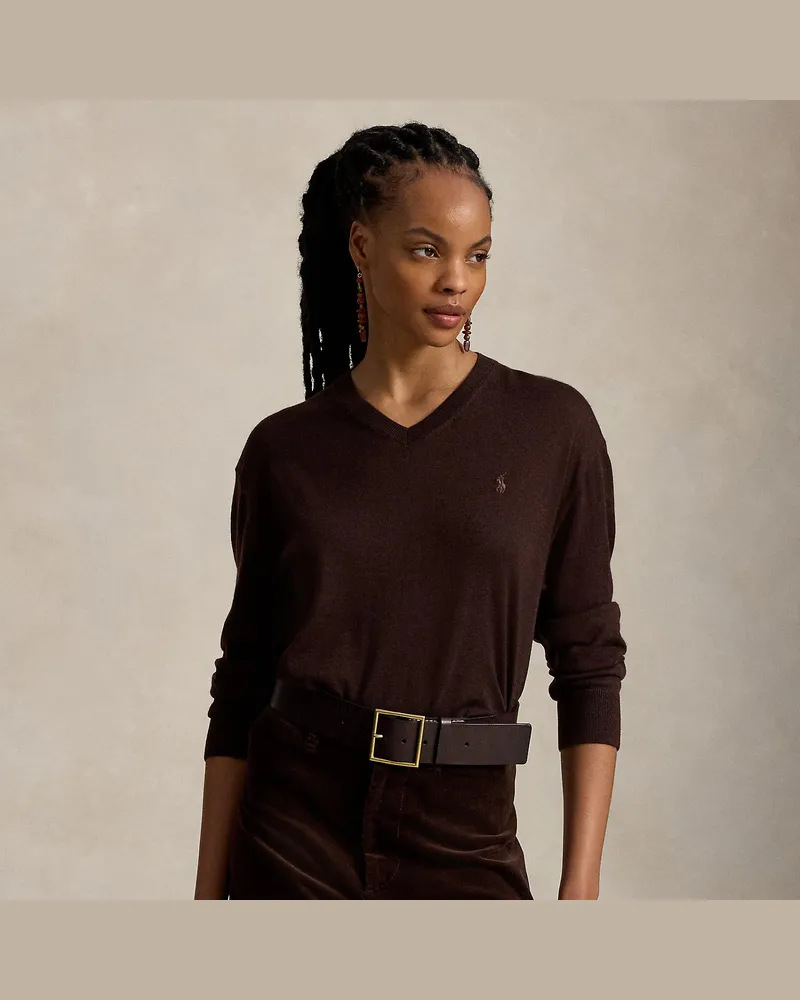 Ralph Lauren Wollpullover mit V-Ausschnitt Brown