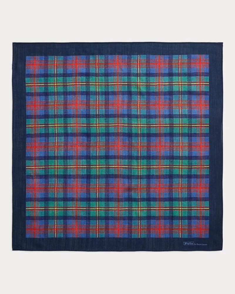 Ralph Lauren Woll-Bandana mit Karomuster Blue