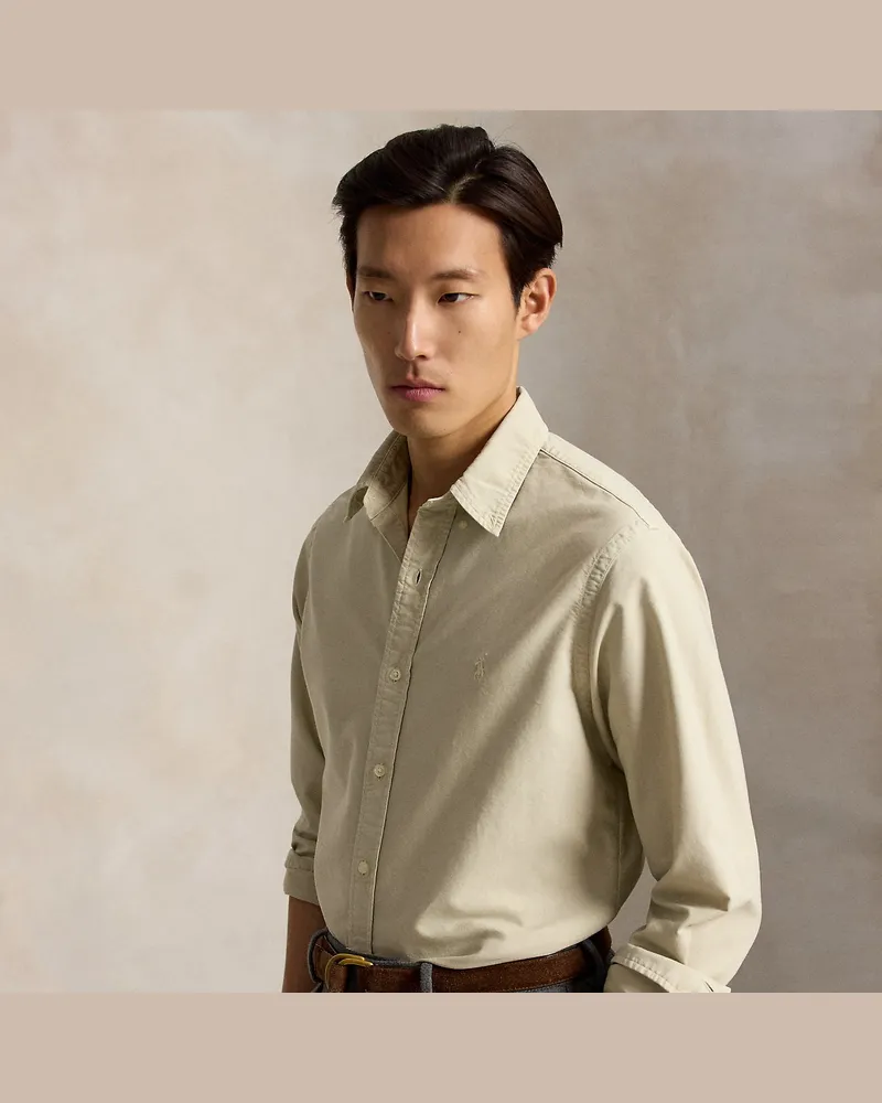 Ralph Lauren Gefärbtes Custom-Fit Oxfordhemd Tan