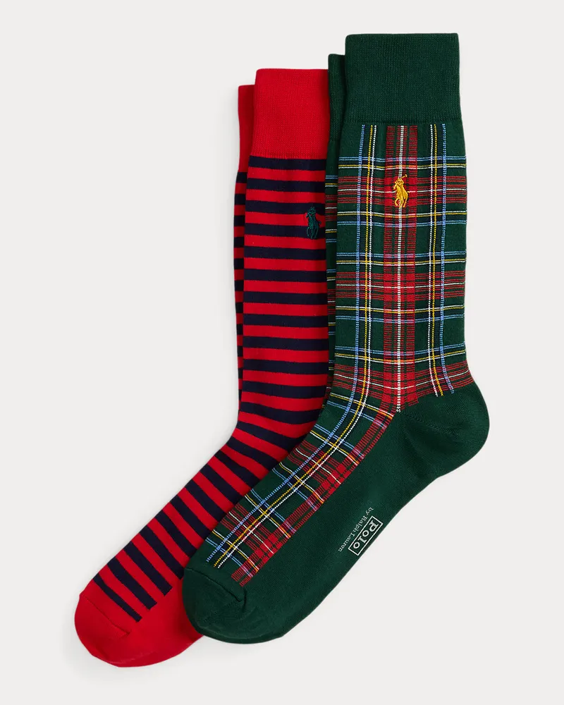 Ralph Lauren Gestreifte und karierte Anzugsocken Green