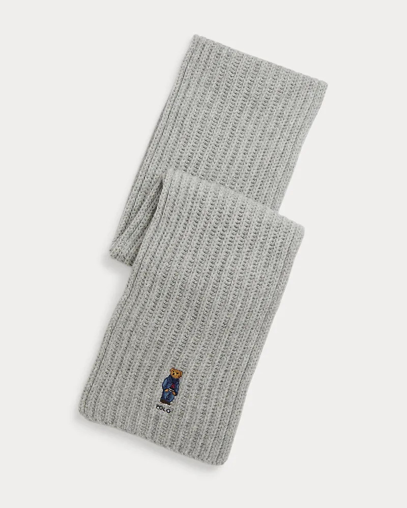Ralph Lauren Rippenstrickschal mit Polo Bear Grey
