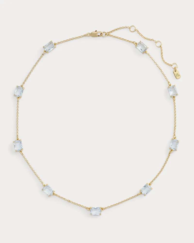 Ralph Lauren Vergoldete Station-Halskette mit Steinen Gold