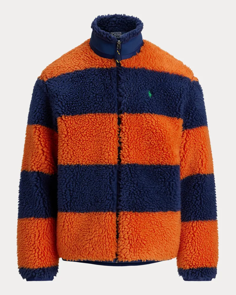 Ralph Lauren Gestreifte hochflorige Fleecejacke Orange