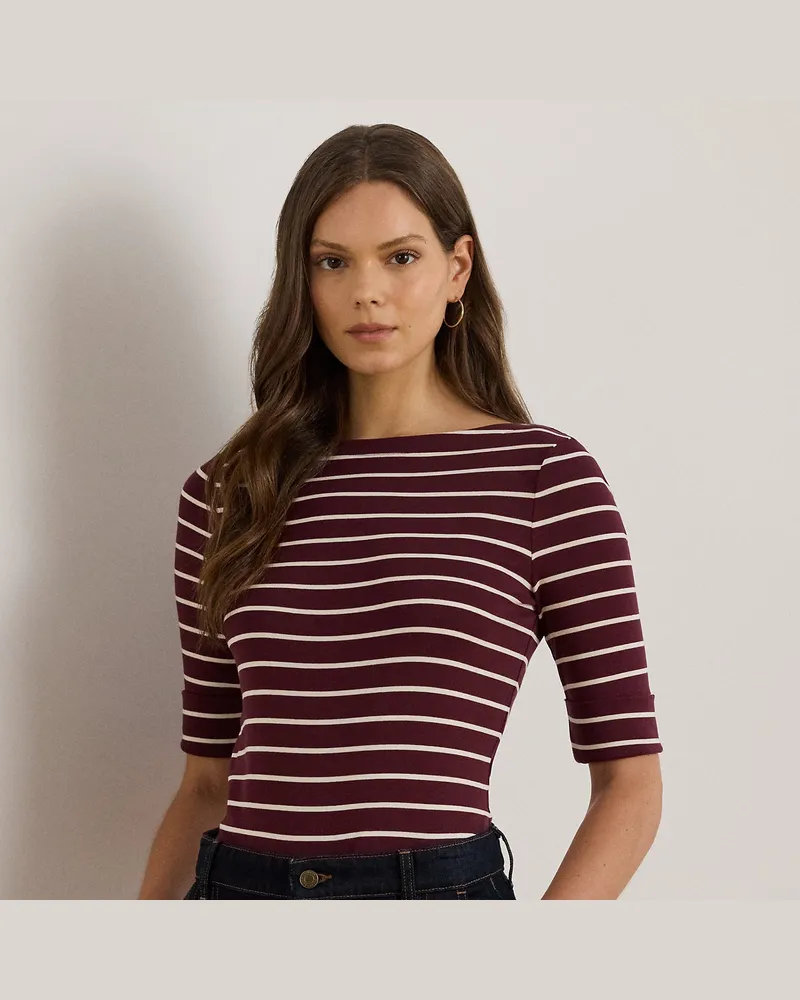 Ralph Lauren Baumwoll-T-Shirt mit U-Boot-Ausschnitt Red