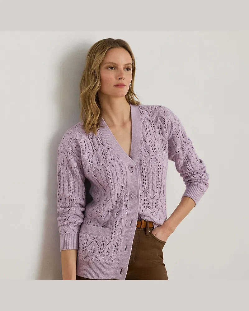 Ralph Lauren Strickjacke mit Lochmuster Purple