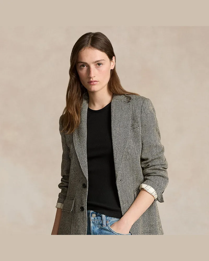 Ralph Lauren Fischgratblazer aus Leinenmischung Grey