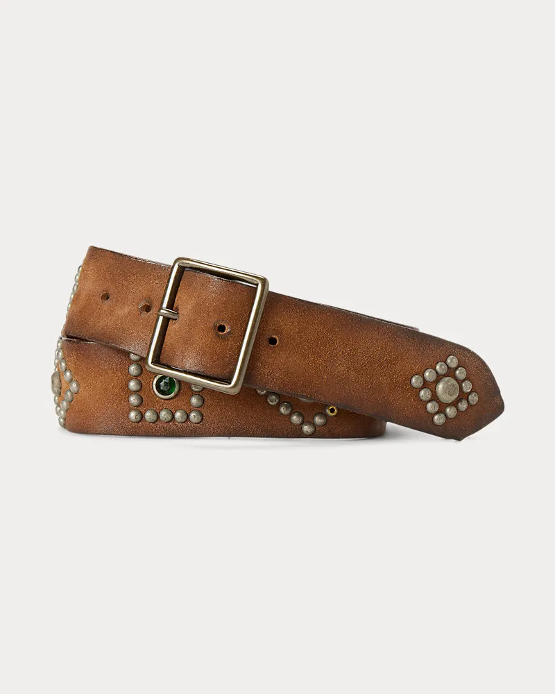 Ralph Lauren Rauledergürtel mit Nieten Brown