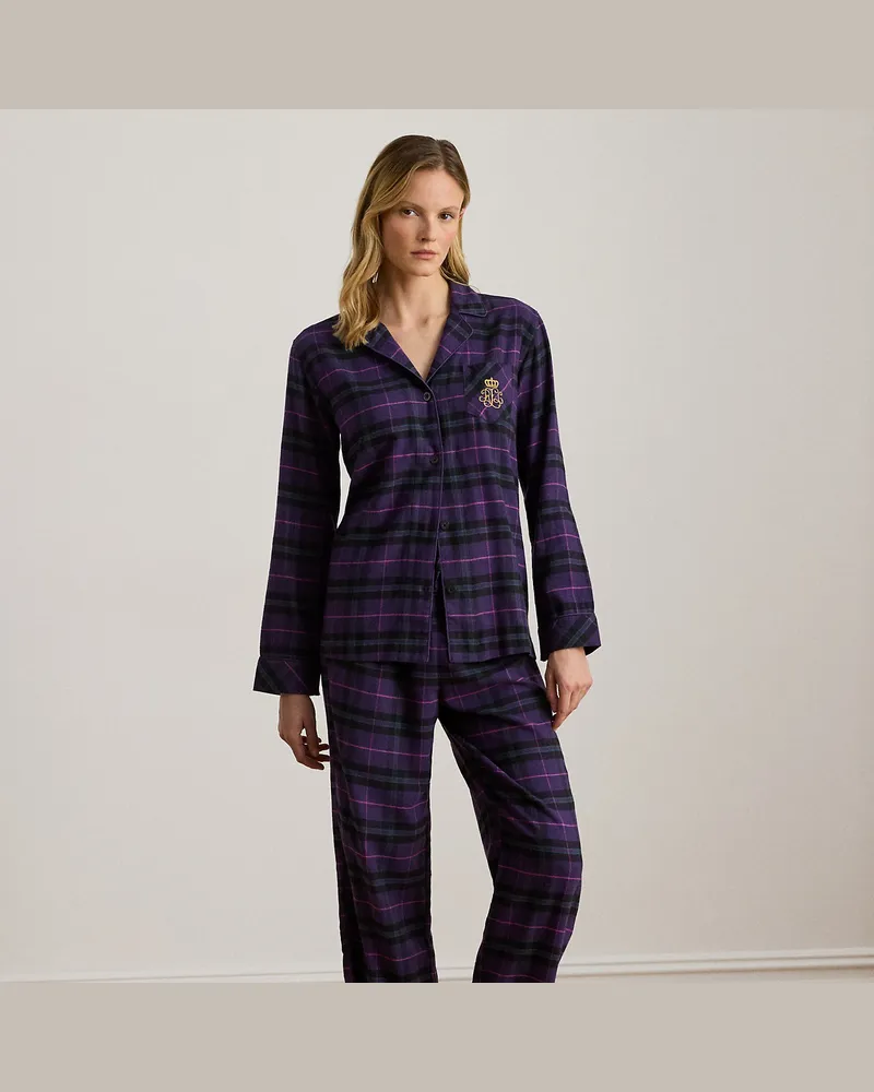 Ralph Lauren Karierter Pyjama aus angerautem Twill Purple