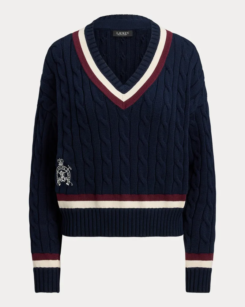 Ralph Lauren Baumwoll-Cricketpullover mit Zopfmuster Blue