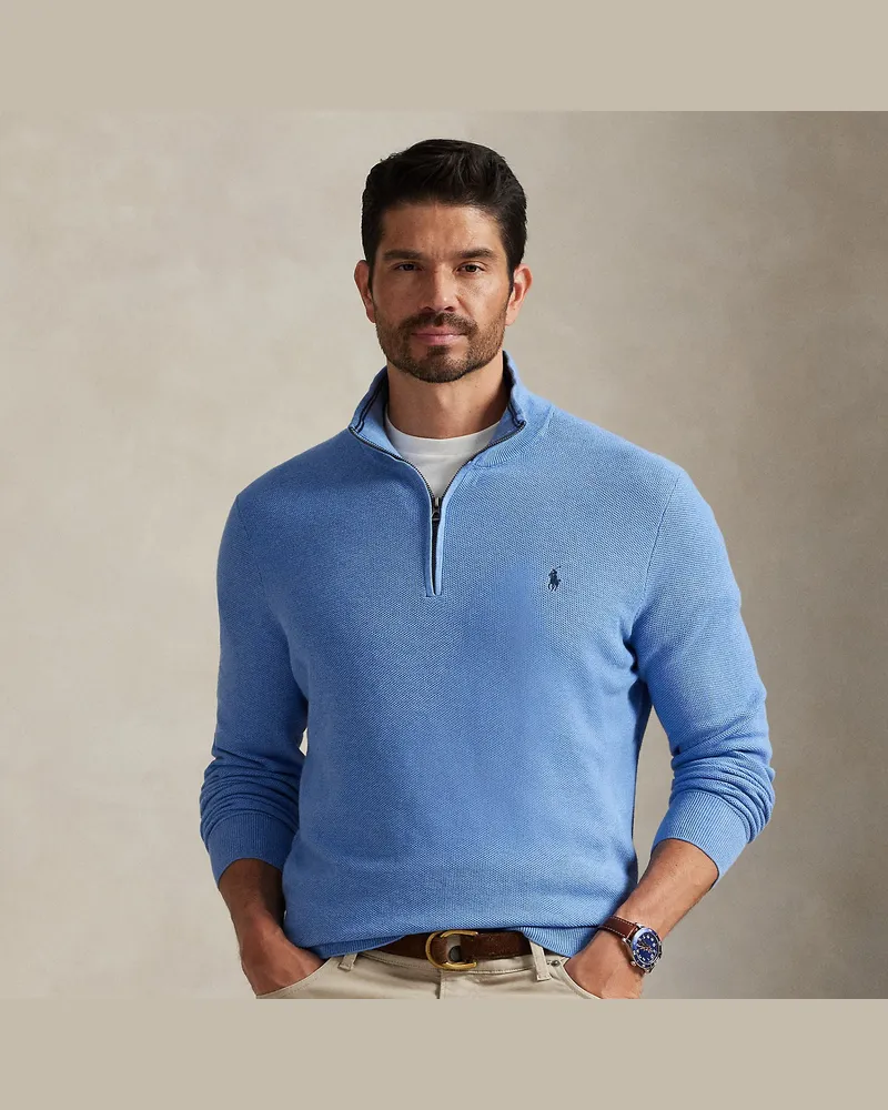 Ralph Lauren Große Größen - Pullover aus Baumwollpiqué Blue