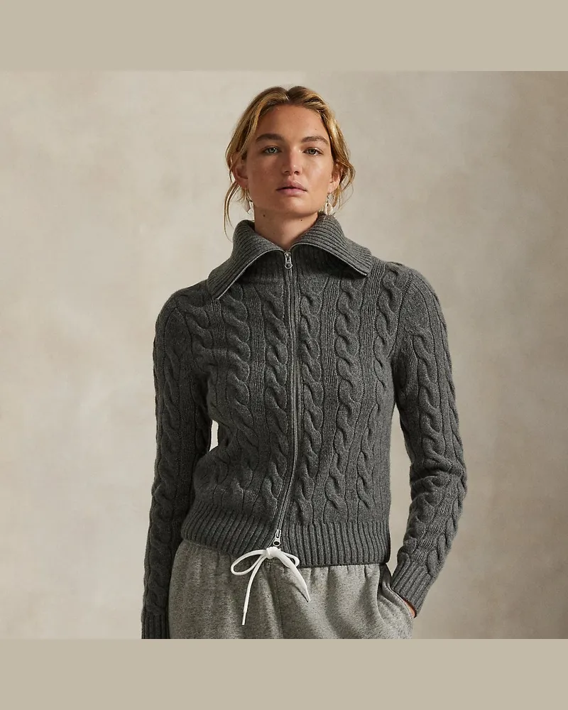 Ralph Lauren Woll-Kaschmir-Jacke mit Zopfmuster Grey