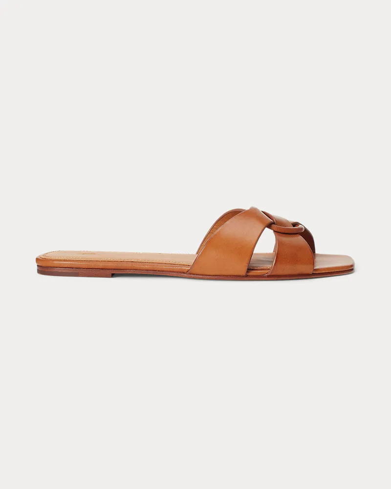 Ralph Lauren Ledersandale mit O-Ring Brown