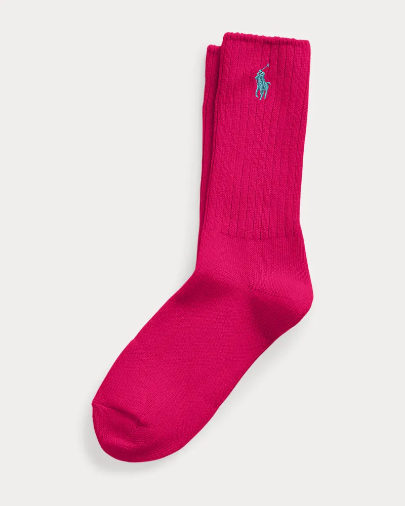 Ralph Lauren Crew-Socken mit gesticktem Pony Pink