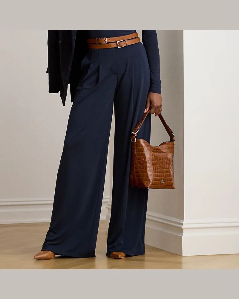 Ralph Lauren Stretchjersey-Hose mit weitem Bein Blue