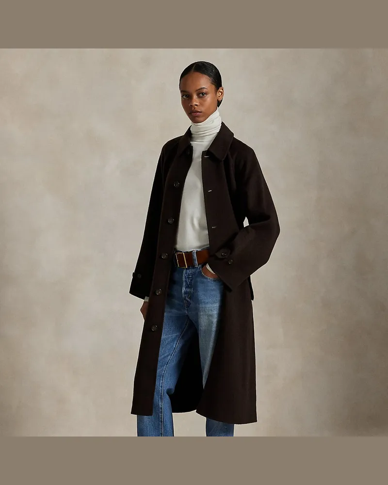 Ralph Lauren Balmacaan-Mantel aus Wolle und Kaschmir Brown