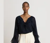 Bluse aus Knittergeorgette mit Rüschen