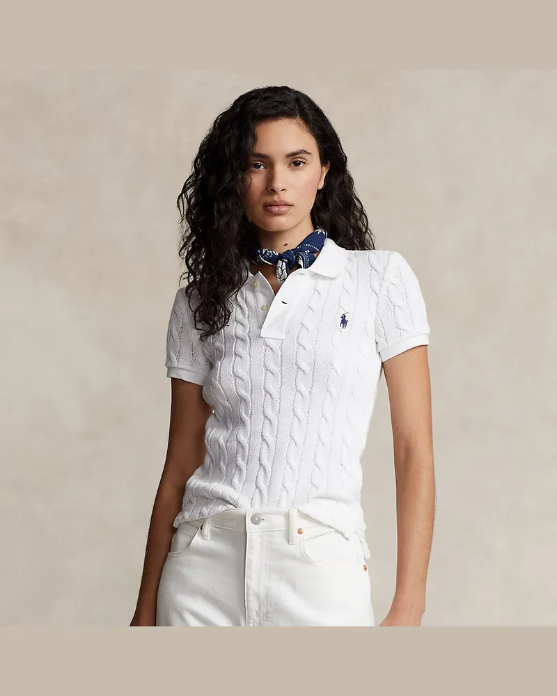 Ralph Lauren Poloshirt mit Zopfmuster White
