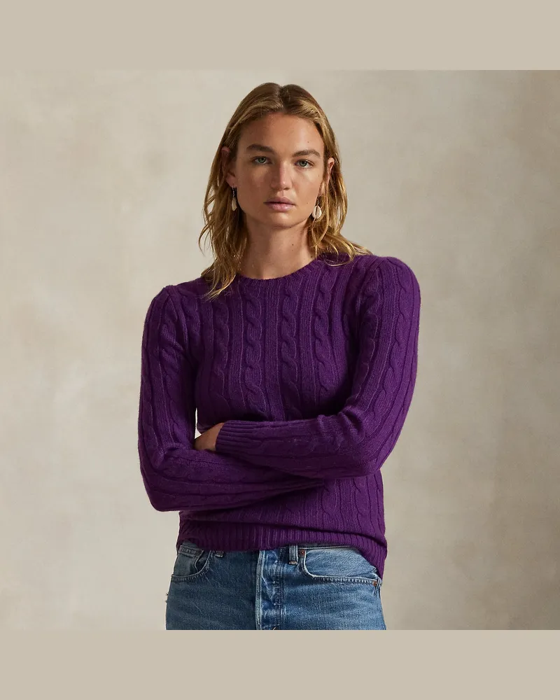 Ralph Lauren Kaschmirpullover mit Zopfmuster Purple