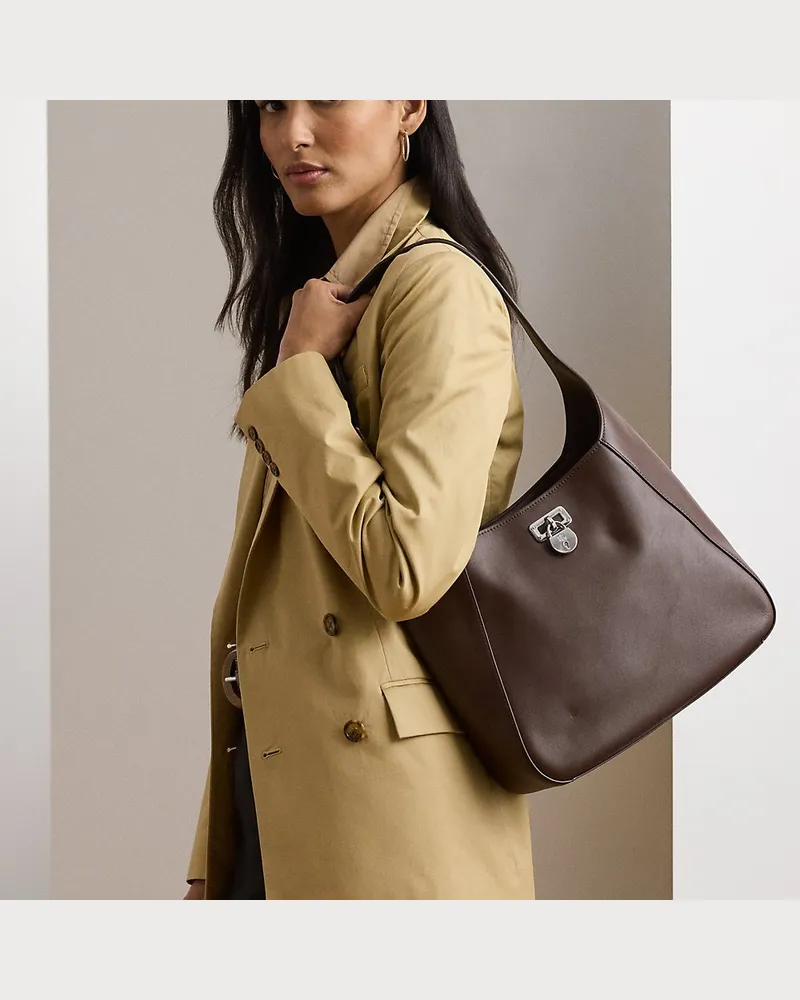 Ralph Lauren Große Schultertasche Tanner aus Leder Brown