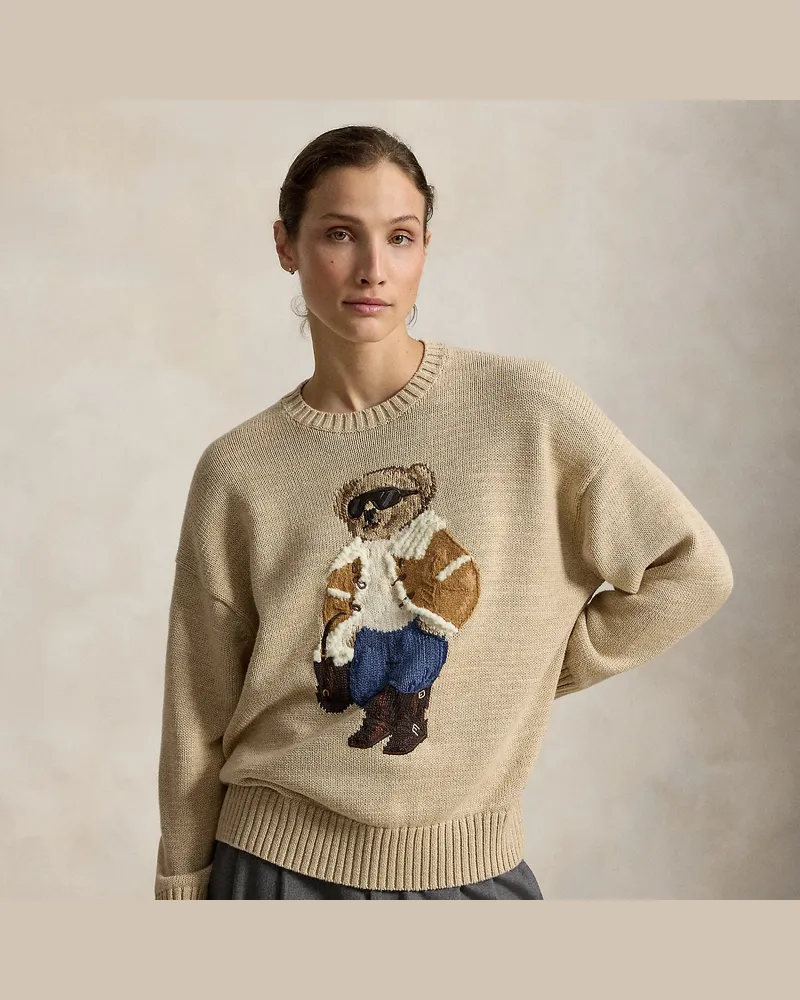 Ralph Lauren Rundhalspullover mit Winter Polo Bear Tan