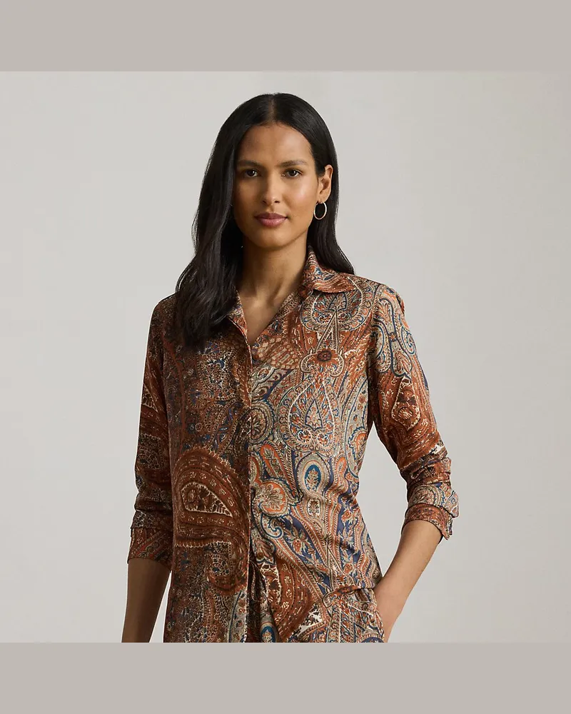 Ralph Lauren Classic-Fit Crêpe-Hemd mit Paisley-Motiv White