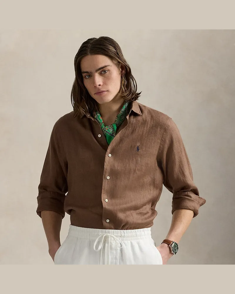 Ralph Lauren Custom-Fit Leinenhemd Brown