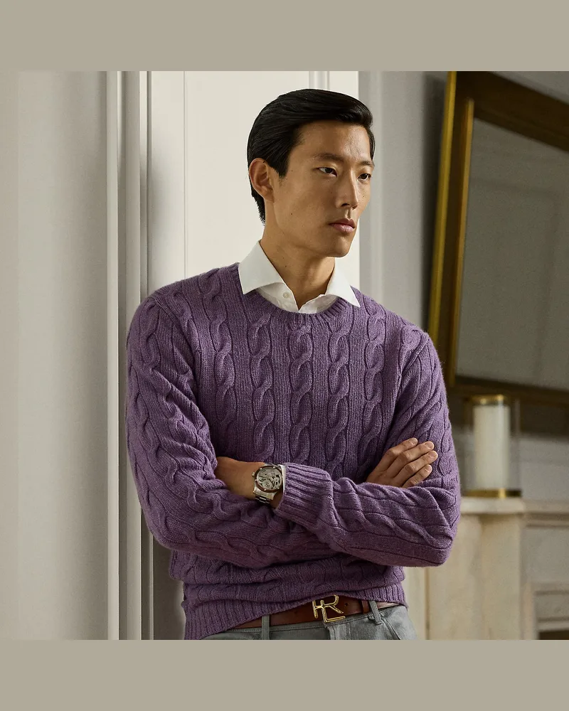 Ralph Lauren Kaschmirpullover mit Zopfmuster Purple