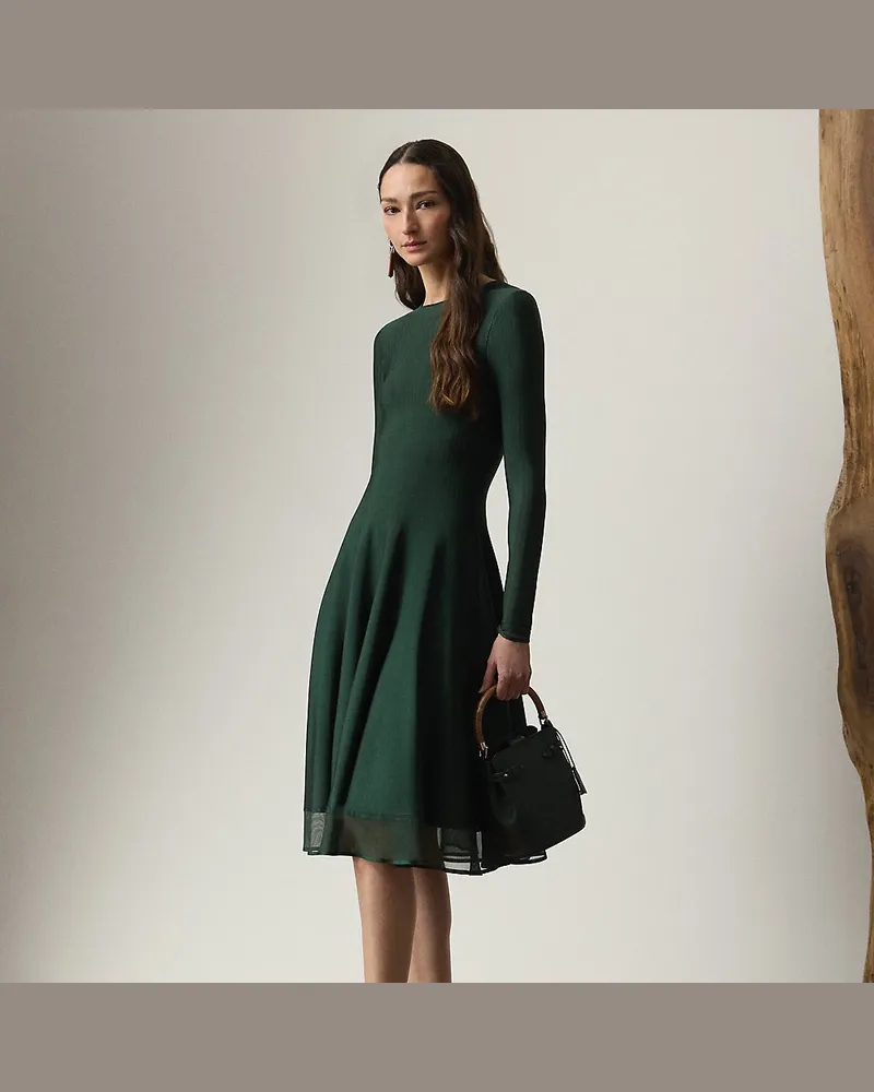Ralph Lauren Langärmliges Pullover-Tageskleid Green