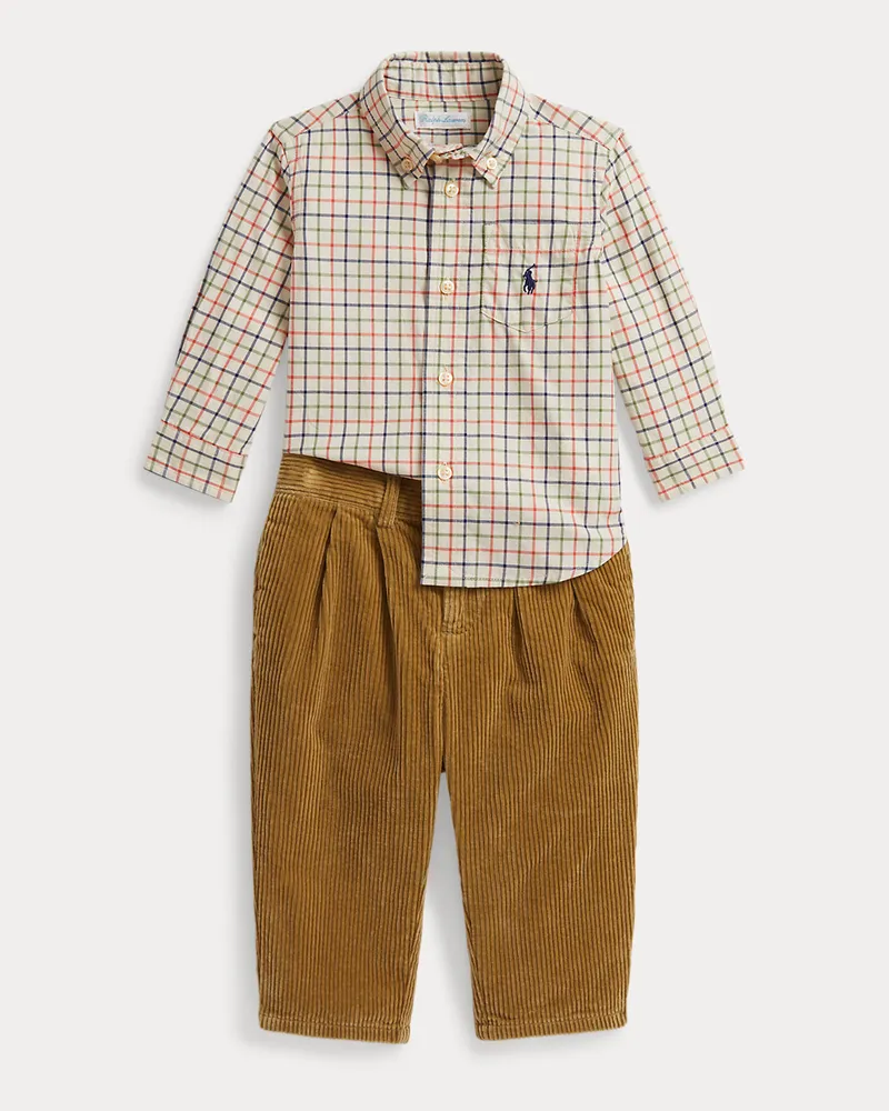 Ralph Lauren Tattersall-Baumwollhemd und Kordsamthose Multi