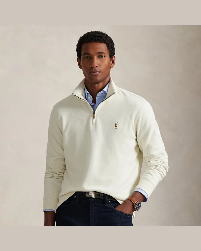 Ralph Lauren Rippenpullover mit Viertelreißverschluss Cream