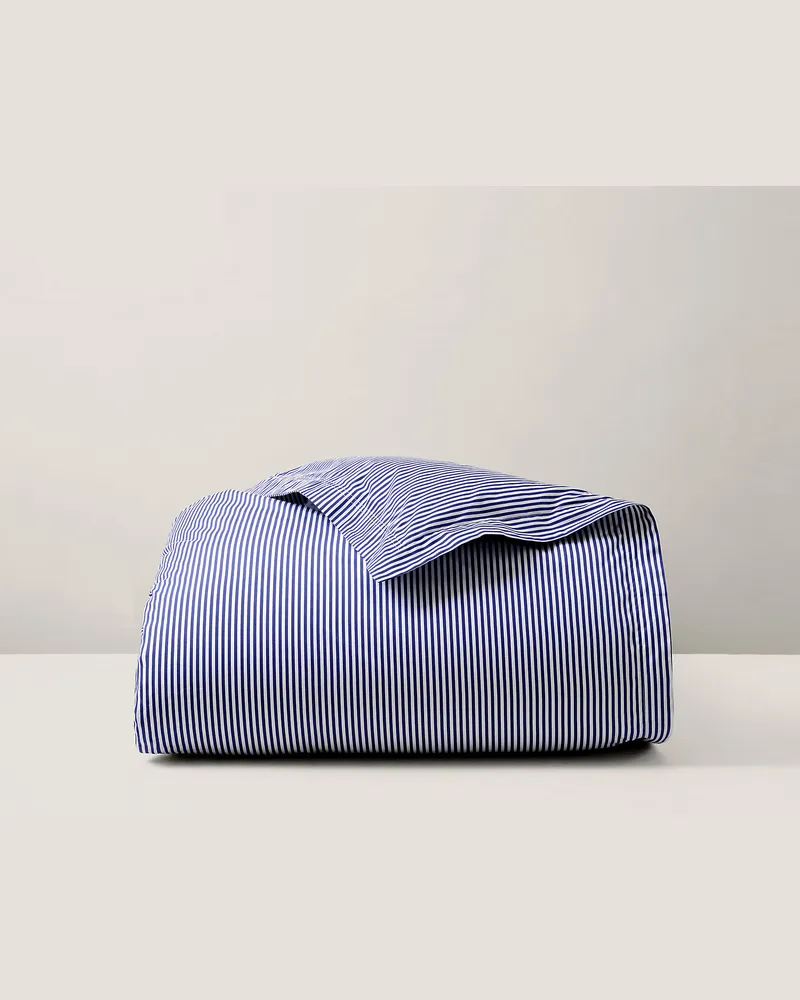Ralph Lauren Home Baumwoll-Bettbezug Shirting Stripe Blue