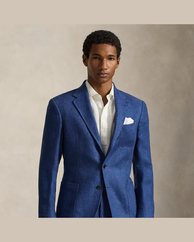 Ralph Lauren Tailored-Fit Polo-Sommerjacke aus Tweed Blue