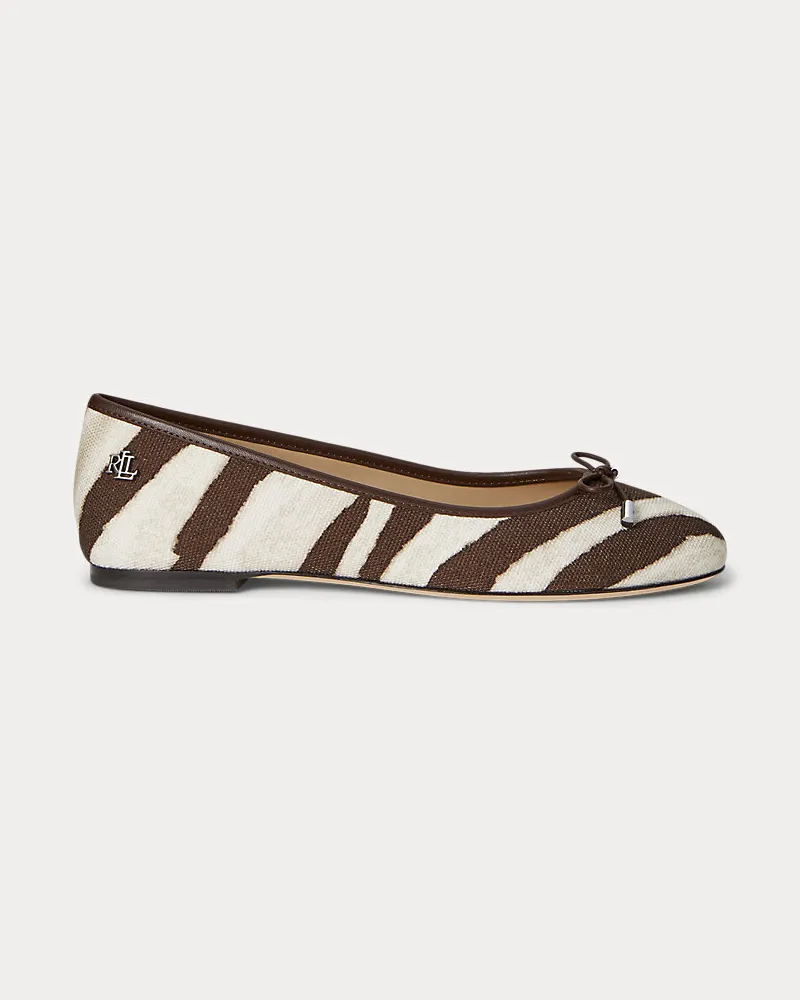 Ralph Lauren Segeltuchballerina Jayna mit Zebramuster Brown