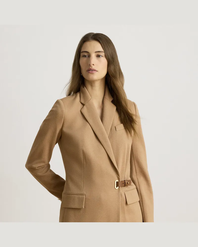 Ralph Lauren Jacquard-Fischgratblazer mit Schnalle Tan