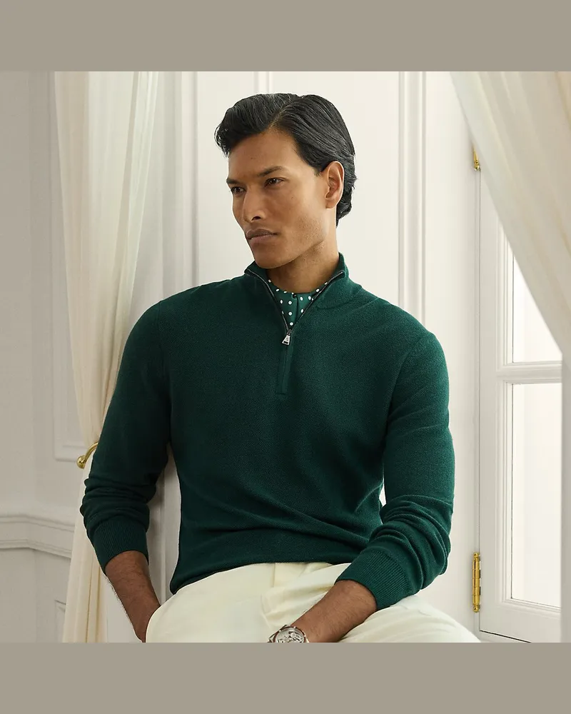 Ralph Lauren Piqué-Pullover aus Wolle Green