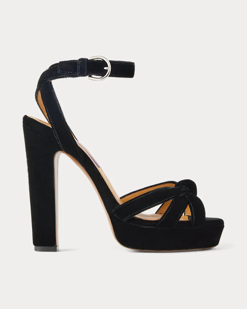 Ralph Lauren Plateausandalette Arding aus Samt Black