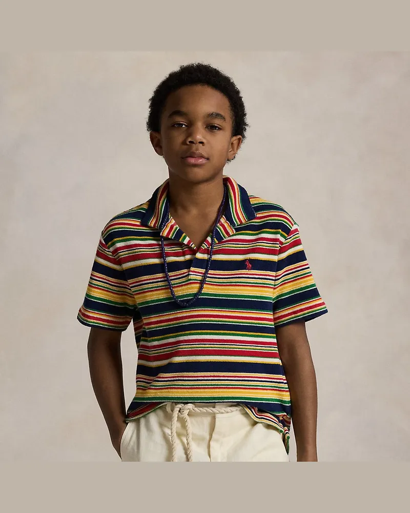 Ralph Lauren Baumwollfrottee-Poloshirt mit Streifen Yellow