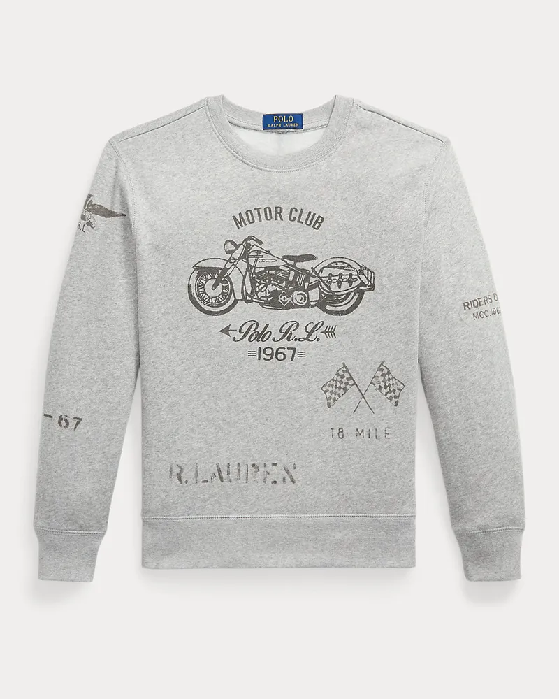 Ralph Lauren Fleece-Sweatshirt mit Motorrad-Grafiken Grey