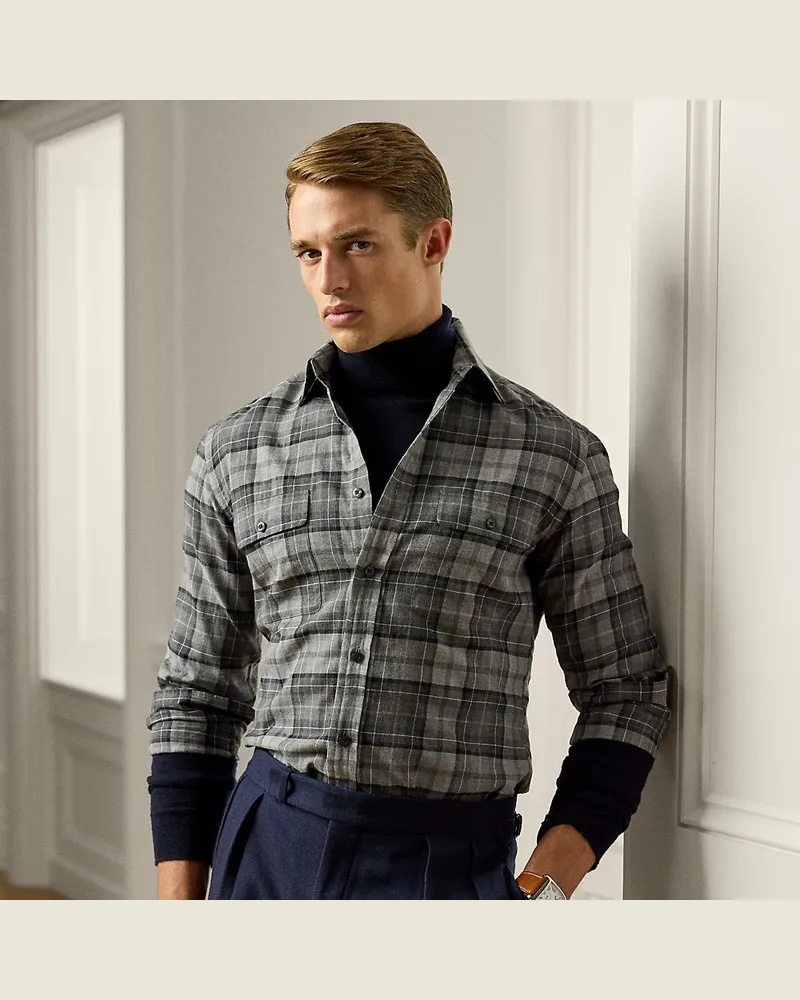 Ralph Lauren Kariertes Hemd aus Twill Grey
