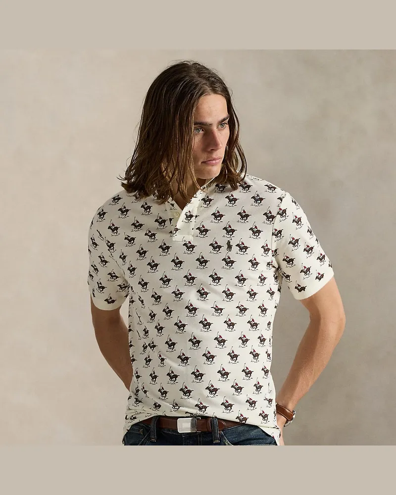 Ralph Lauren Custom-Slim Poloshirt mit Reitermotiv Cream