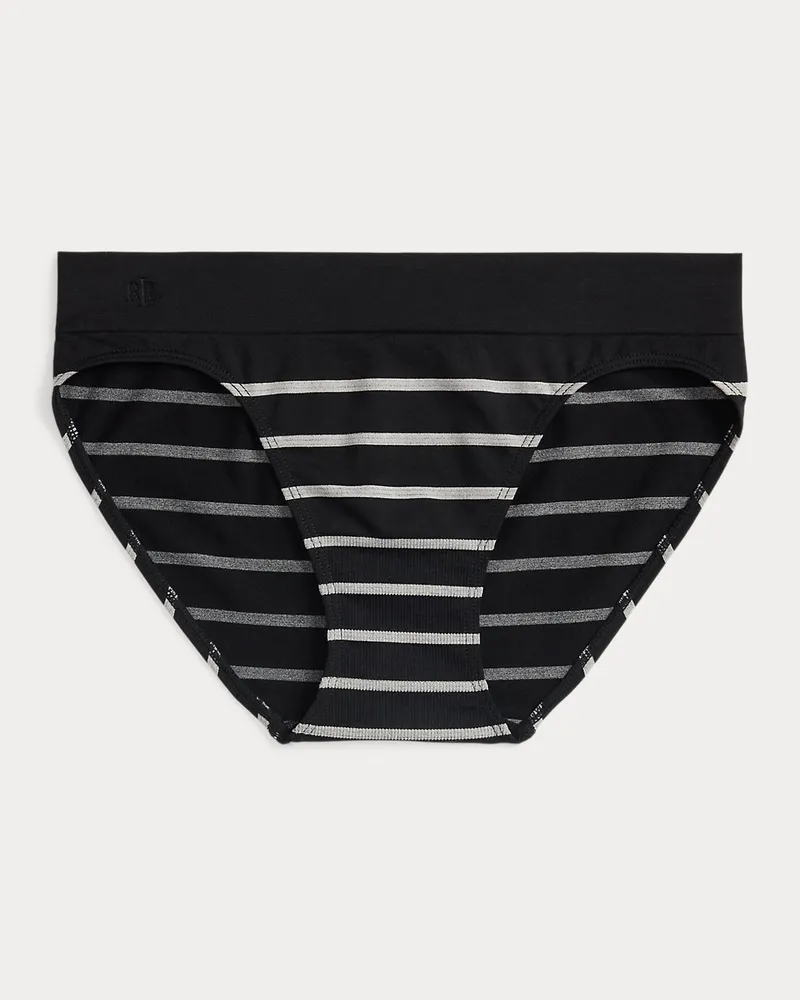 Ralph Lauren Gestreifter Bikini-Slip aus Jersey Black