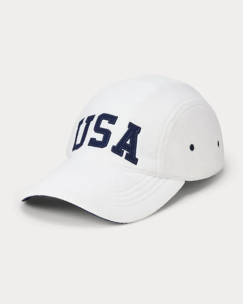 Ralph Lauren Fleece-Kappe mit US-Flagge White