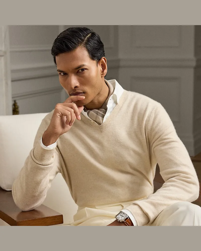 Ralph Lauren Kaschmirpullover mit V-Ausschnitt Brown