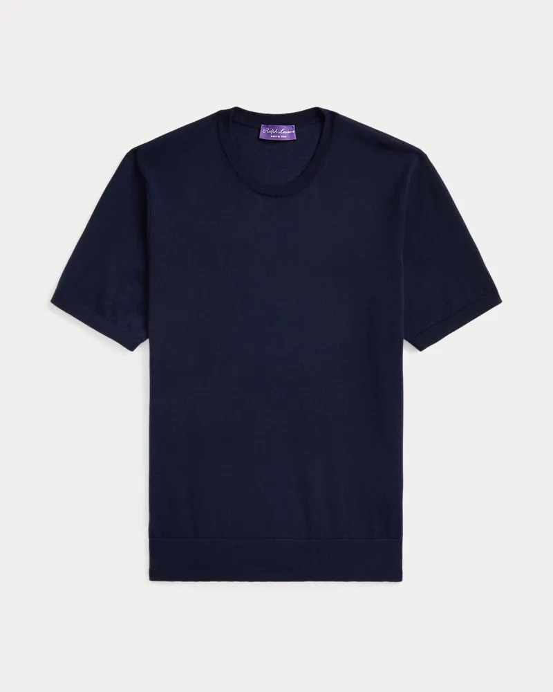 Ralph Lauren Kurzärmliger Kaschmirpullover Blue