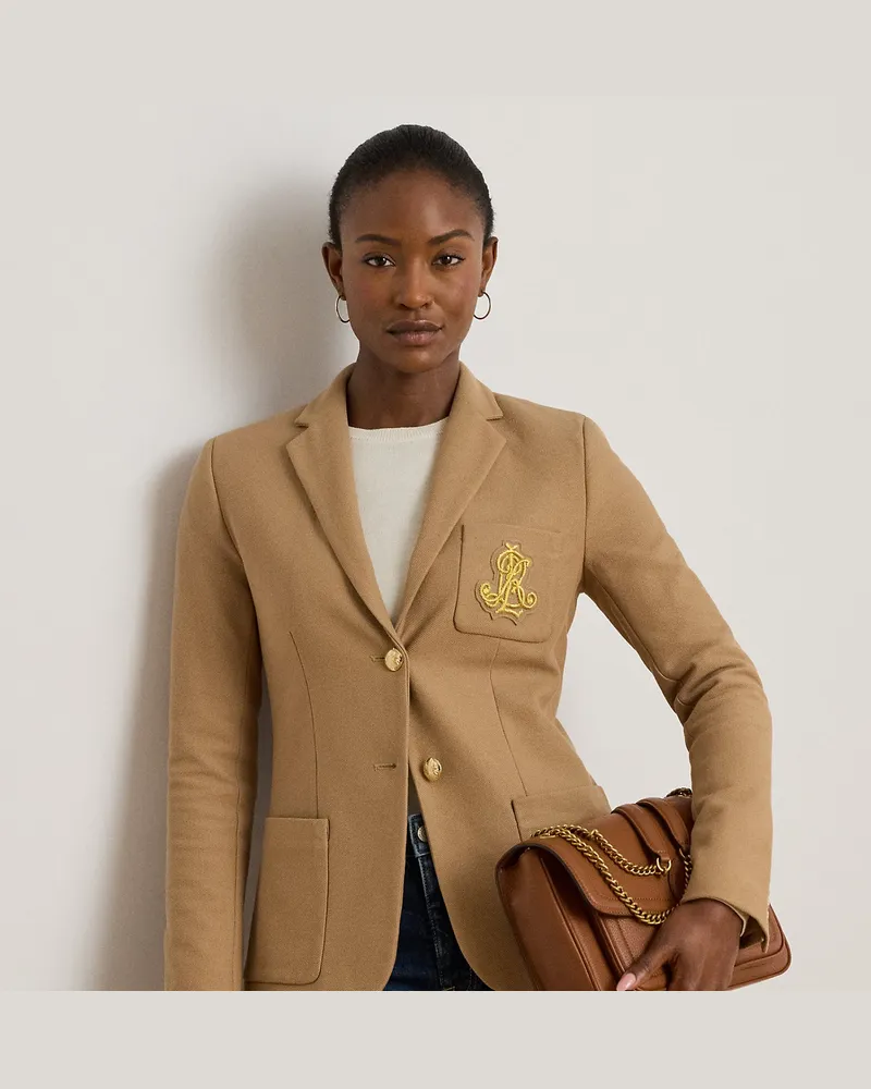 Ralph Lauren Kurzgrößen - Jacquardblazer mit Bouillonstickerei Tan