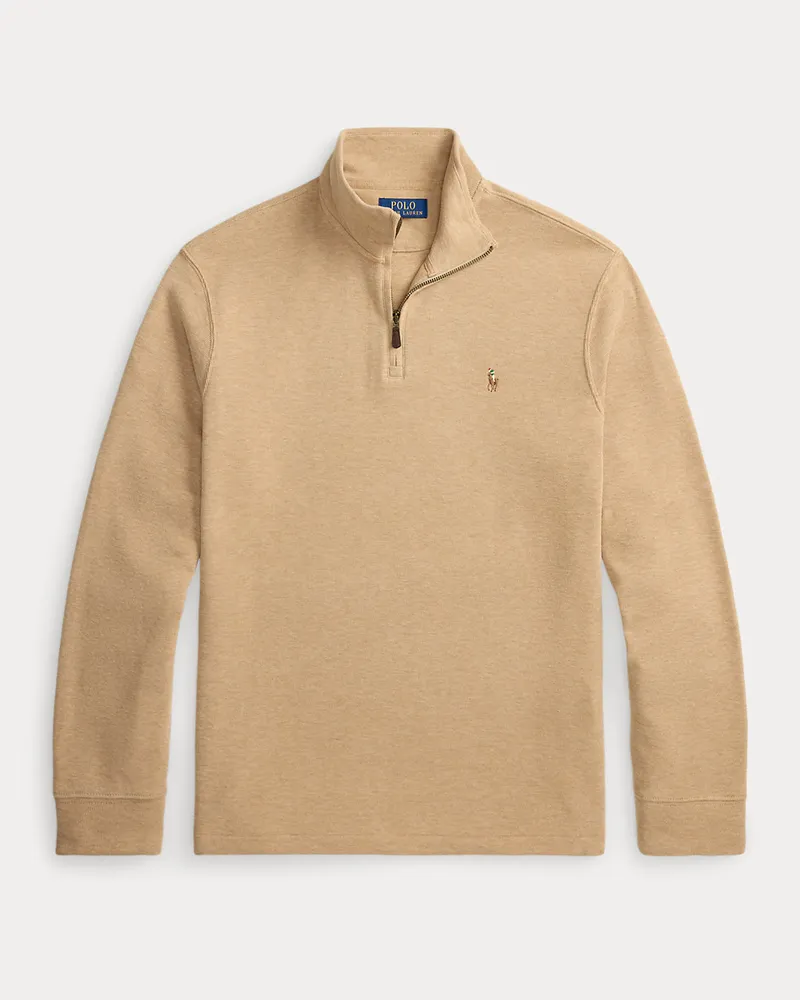 Ralph Lauren Rippenpullover mit Viertelreißverschluss Tan